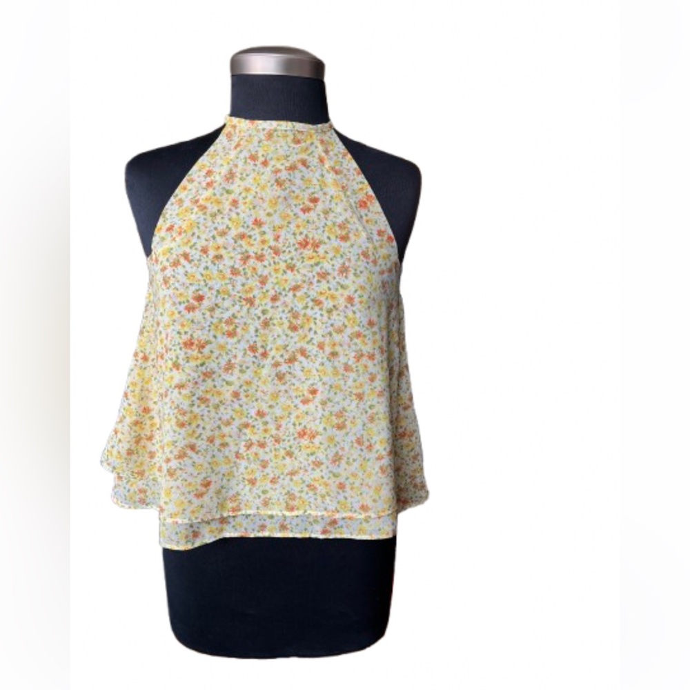 Zara Yellow Asymmetrical Sleeveless Blouse